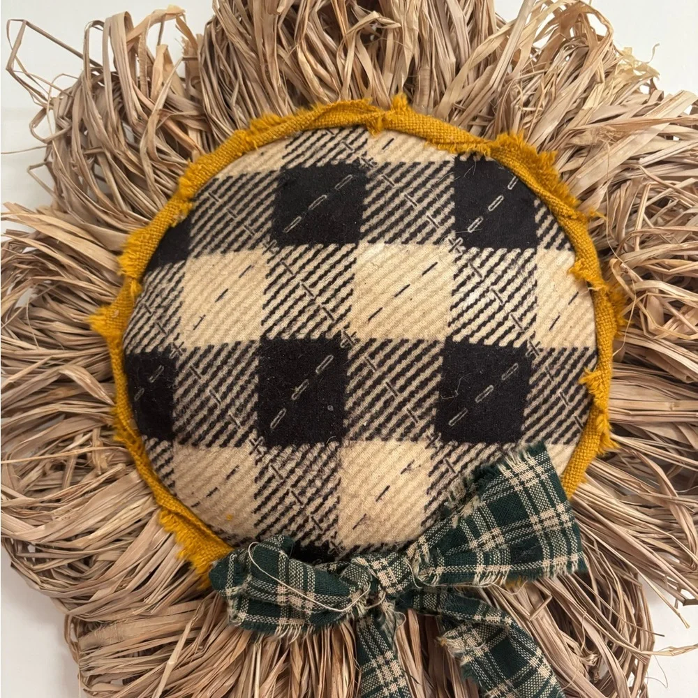 Hand Crafted Checkered Sunflower Accent